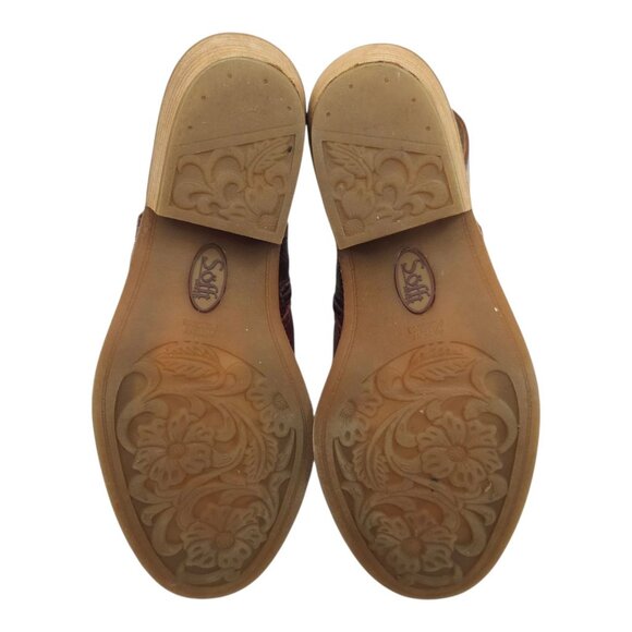 Sofft Arabia Slingback Bootie Women 6M Port Leather Maroon Side Zip Stacked Heel - Picture 7 of 16